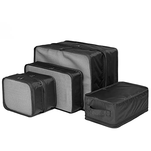 JJ POWER Travel Packing Cubes, Luggage Organizers with Shoe Bag (Black)