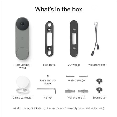 Google Nest Doorbell (Wired, 3rd Gen) - 2K Video and Gemini, Live View, Night Vision, 2-Way Audio - Works with Google Home - 2025 Model - Hazel