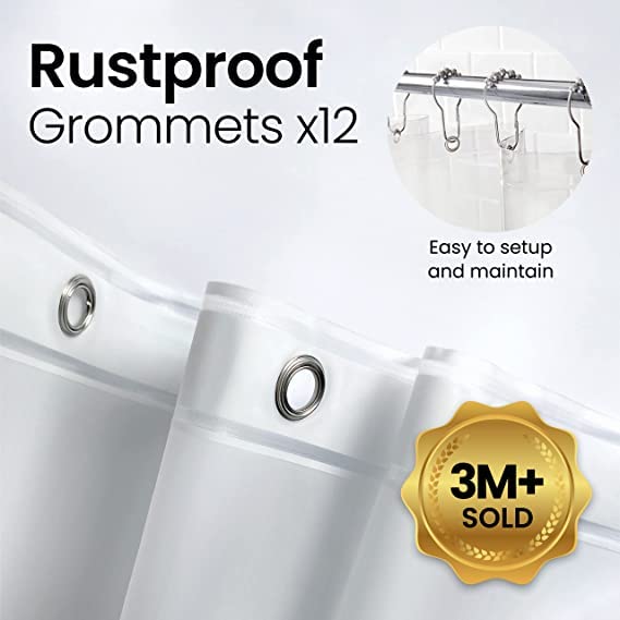 LiBa Bathroom Shower Curtain - Waterproof Plastic Shower Curtain Premium PEVA Non-Toxic with Rust Proof Grommets 10G Heavy Duty Bathroom Accessories 72x72