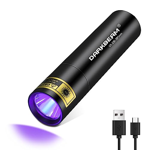 DARKBEAM Flashlight UV Black Light 395 NM, Mini but Powerful USB-C LED Rechargeable Woods Lamp, Ultraviolet Flashlights for Pet Dog Urine, Stains Detection/Resin Curing/Fluorescent Agent