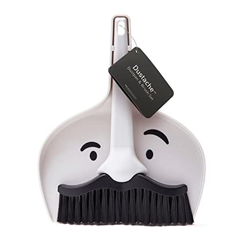 Peleg Design Dustache Small Dustpan and Brush Set, Mini Broom and Dustpan Set, Mustache Design, Small Broom and Dustpan Set, for Home and On-The-Go