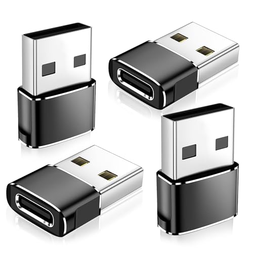 𝟒𝐏𝐚𝐜𝐤 𝐔𝐩𝐠𝐫𝐚𝐝𝐞𝐝 USB to USB C Adapter,Type-C Female to A Male Charger Converter for iPhone 17 Charger,iWatch Ultra SE 9 10,iPhone 17 Pro Max 16 15 14,Samsung S25,AirPods,iPad,Car,Xbox