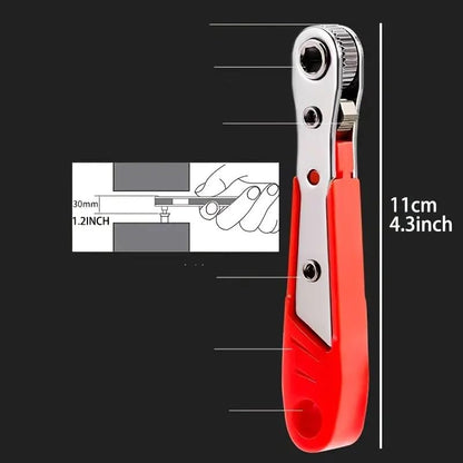1PC Red Steel Multifunctional Tool: Screwdriver with Ratchet, Wrench, Bender, Crosshead Cover, Narrow Space Compatible, Red