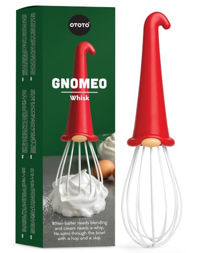 OTOTO Gnomeo Whisk – Red Gnome Handle Whisk for Baking & Cooking, Fun Gnomes Kitchen Gadgets, Quirky Baking Tools, Unique Kitchen Gifts