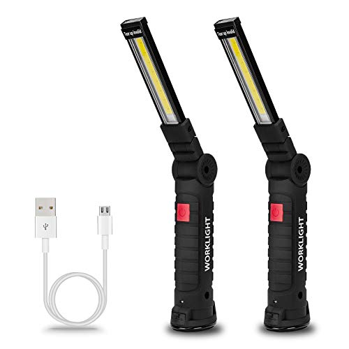 Lmaytech Tool Gifts for Men 2Pack Rechargeable LED Work Lights with Magnetic Base, 360° Rotation,Versatile Lighting for Repairs, Outdoors, Mens Gifts