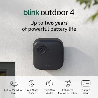 Like-New Blink Outdoor 4 with Sync Module 2 – Wireless smart security camera, two-year battery, 1080p HD day and infrared night live view, two-way talk – 2 camera system