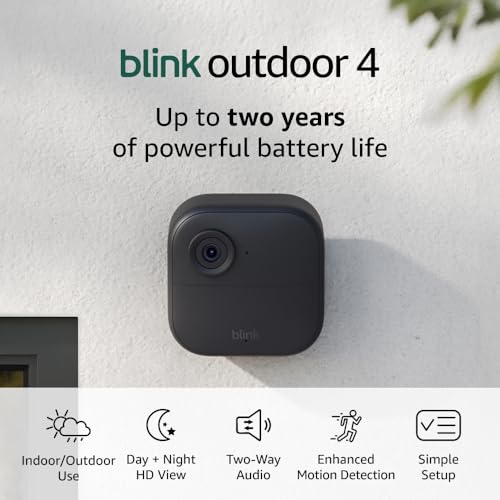 Like-New Blink Outdoor 4 with Sync Module 2 – Wireless smart security camera, two-year battery, 1080p HD day and infrared night live view, two-way talk – 2 camera system