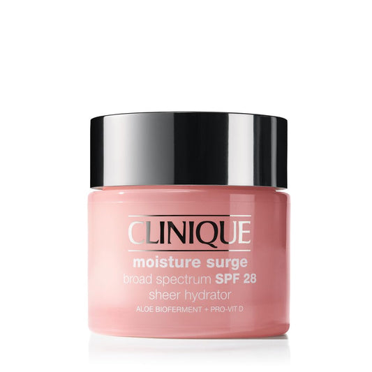 Clinique Moisture Surge Broad Spectrum SPF 28 Sheer Hydrator Face Moisturizer With Hyaluronic Acid, Aloe Bioferment + Provitamin D | Hydrating + Protecting, 2.5 Fl Oz