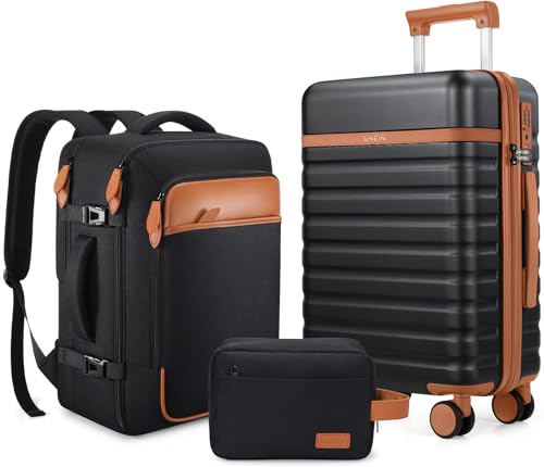 UKEIN Luggage Sets 3Piece, Carry On Luggage 20in Suitcase Set With Backpack