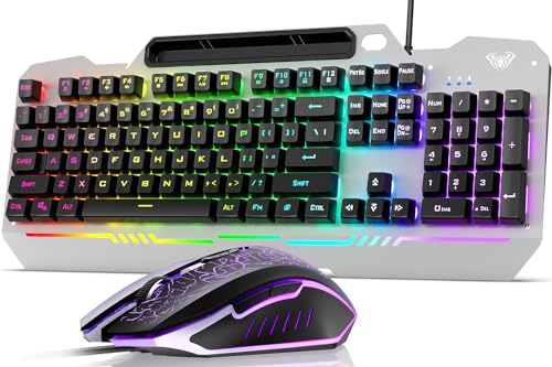 AULA Gaming Keyboard and Mouse,Wired 104-Key Mouse and Keyboard Combo Metal