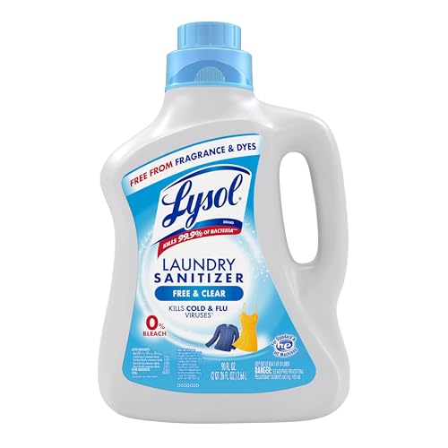 Lysol Laundry Sanitizer Additive, Free & Clear, Free from Fragrance and Dyes, 0% Bleach Laundry Sanitizer, Bacteria-causing Laundry Odor Eliminator, Unscented, 90 Fl Oz (Pack of 1) - Package May Vary