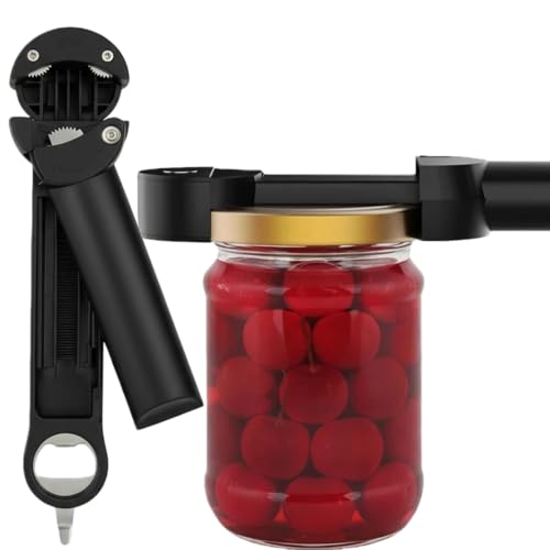Retractable Bottle Opener Multifunctional 3 in 1 Jar Opener, Plastic Beverage Can, Beer Can Opener, Bottled Water Opener Kitchen Gadgets for More Daily Size Jar, Can, Bottle (Black)