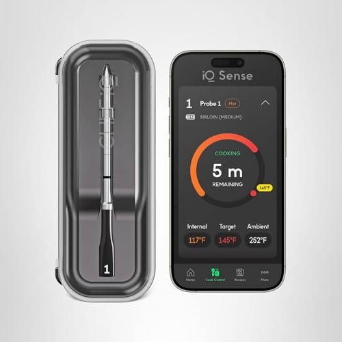 CHEF iQ Sense [2025 Model] | Smart Wireless Meat Thermometer | Ultra-Thin Probe | WiFi Unlimited Range | 1000°F Heat Safe | 5 Sensors | BBQ, Grill, Oven, Smoker, Air Fryer | Gen3