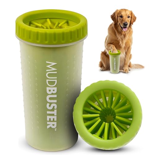 Dexas MudBuster Large Dog Paw Cleaner, Green, Fits 2.5"-3.5" Wide Paws, Gentle Silicone Bristles for Quick, Easy Cleaning