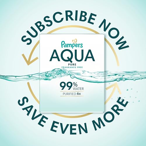 Pampers Aqua Pure Baby Wipes, 99% Water, Fragrance Free, 896 Baby Wipes Total (16X Flip-Top Packs) [Packaging May Vary]