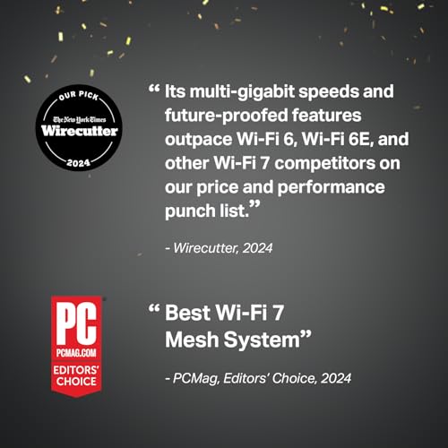 TP-Link Tri-Band WiFi 7 BE10000 Whole Home Mesh System (Deco BE63) - 6-Stream 10 Gbps, 4X 2.5G Ports Wired Backhaul, 4X Smart Internal Antennas, VPN, AI-Roaming, MU-MIMO, HomeShield (3-Pack)