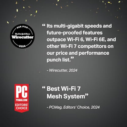 TP-Link Tri-Band WiFi 7 BE10000 Whole Home Mesh System (Deco BE63) - 6-Stream 10 Gbps, 4X 2.5G Ports Wired Backhaul, 4X Smart Internal Antennas, VPN, AI-Roaming, MU-MIMO, HomeShield (3-Pack)