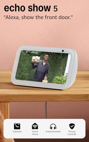 Amazon Echo Show 5 (newest model), Smart display with Alexa+ Early Access, 2x the bass and clearer sound, Glacier White