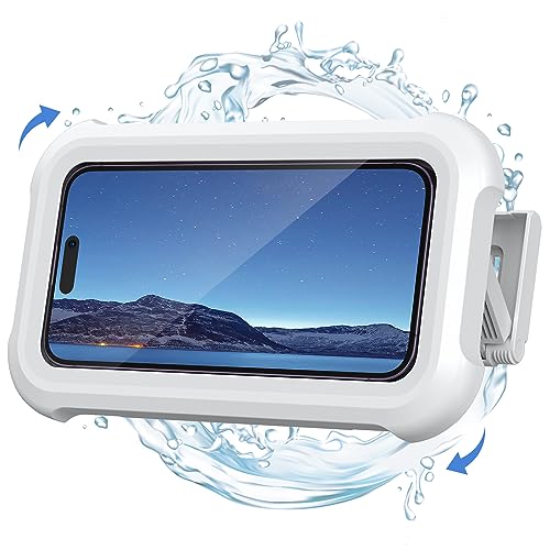 Lamicall Shower Phone Holder Waterproof - 480° Rotatable Retractable Adjustable Shower iPhone Case Holder, Bathroom Wall Phone Mount Stand Water Proof Anti Fog, Accessories for Mom, 4-7" Cellphones
