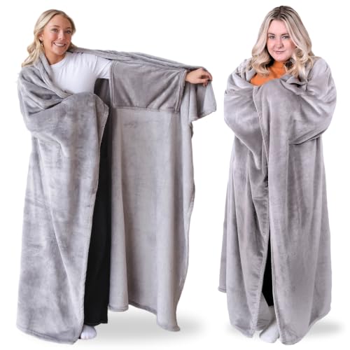 Super Blanky Wearable Blankets for Women, Comfy Wearable Blanket Men, Cozy Gifts for Women, College Dorm Room Essentials, Gift for Her Girlfriend, Gifts for Wife Birthday Gift Ideas, Aspen Gray