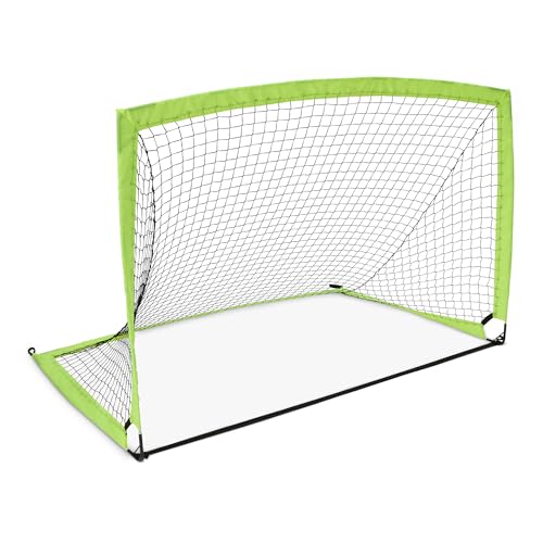 Amazon Basics Pop Up Soccer Goal Net for Backyard Practice Training with Portable Carrying Bag, 6'x4', Green