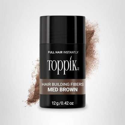 Toppik Hair Building Fibers, Medium Brown, 12g Fill In Fine or Thinning Hair, Instantly Thicker, Fuller Looking, 9 Shades for Men & Women, Keratin Protein Formula
