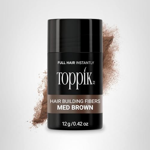Toppik Hair Building Fibers, Medium Brown, 12g Fill In Fine or Thinning Hair, Instantly Thicker, Fuller Looking, 9 Shades for Men & Women, Keratin Protein Formula