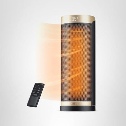 DREO Space Heater, 1500W Electric Heaters for Indoor Use with Thermostat, 70° Oscillation, 8 Safety Protections, 5 Modes, Remote, 12H Timer, Quiet Portable Heater for Office, Bedroom, Large Room