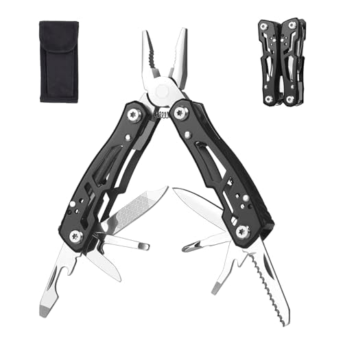 MINI Multitool Pliers, Christmas Birthday Gifts for Men Boyfriend Dad Husband Women, Pocket Knife 14-In-1, Rugged and Practical Portable Computer and Bike Gadgets, Black Camping and Survival Tools