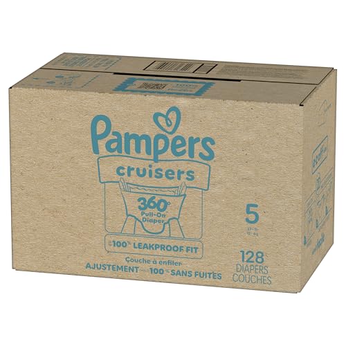 Pampers Diapers - Cruisers 360 - Size 5, 128 Count, Babyproof up to 100% Leakproof Pull-On Diaper