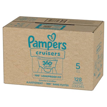 Pampers Diapers - Cruisers 360 - Size 5, 128 Count, Babyproof up to 100% Leakproof Pull-On Diaper
