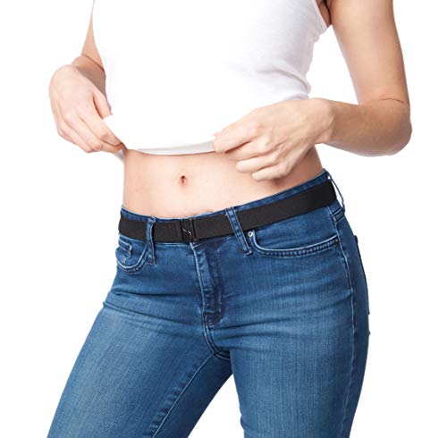 Invisibelt No Show Invisible Belt, Womens Stretch No Buckle, One Size Black | Adjustable Flat Clasp, Zero-Bulge Fit, Fits Sizes 0-14, 1.25 Inch Elastic, Non-Metal TSA Friendly, For Jeans Pants Dresses