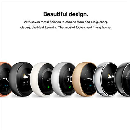 Google Nest Learning Thermostat - 3rd Gen (2015) - Programmable Smart Thermostat for Home - Works with Alexa - Stainless Steel