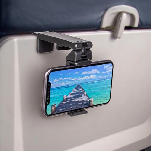 Perilogics Universal in Flight Airplane Phone Holder Mount. Hands Free Viewing with Multi-Directional Dual 360 Degree Rotation.