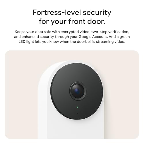 Google Nest Doorbell (Wired, 3rd Gen) - 2K Video and Gemini, Live View, Night Vision, 2-Way Audio - Works with Google Home - 2025 Model - Hazel
