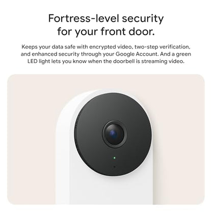 Google Nest Doorbell (Wired, 3rd Gen) - 2K Video and Gemini, Live View, Night Vision, 2-Way Audio - Works with Google Home - 2025 Model - Hazel