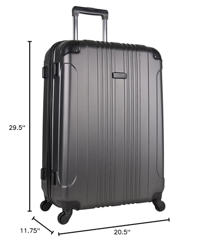 Kenneth Cole REACTION Out of Bounds Lightweight Hardshell 4-Wheel Spinner Luggage, Charcoal, 28-Inch Checked
