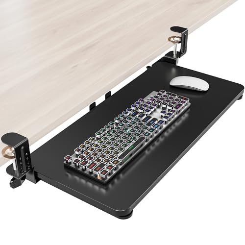 Zontera Ergonomic Keyboard Tray Under Desk, 25.6x11.8 Inch Board, Black