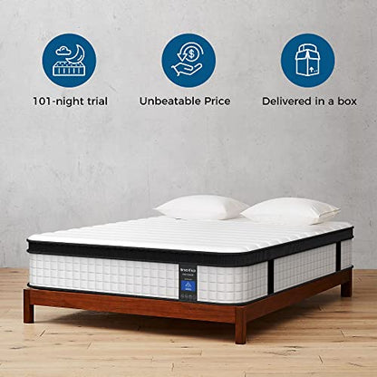 Inofia Queen Mattress, 10 Inch Hybrid Innerspring Double Mattress Cool Bed with Breathable Soft Knitted Fabric Cover, 101 Nights Trial