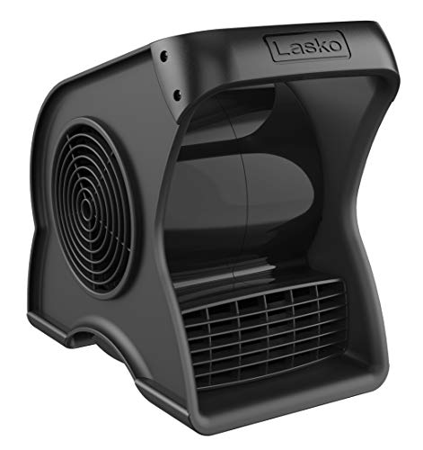 Lasko 12” Utility Fan for Job Site or Home Use, 289 CFM, Pivoting High Velocity Blower Fans, 3 Speeds, 2 Accessory Outlets 120V, Black, U12104
