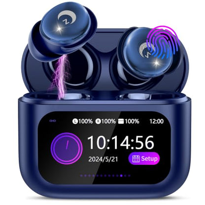 2026 Sleep Earbuds Bluetooth 5.4 in Ear Smart Touch Screen Ear Buds, 48H Playtime Mini Sleep Headphones Small Design for Side Sleepers, 5 EQ Modes, Crystal-Clear Calls, IPX7 Waterproof Earphones Blue