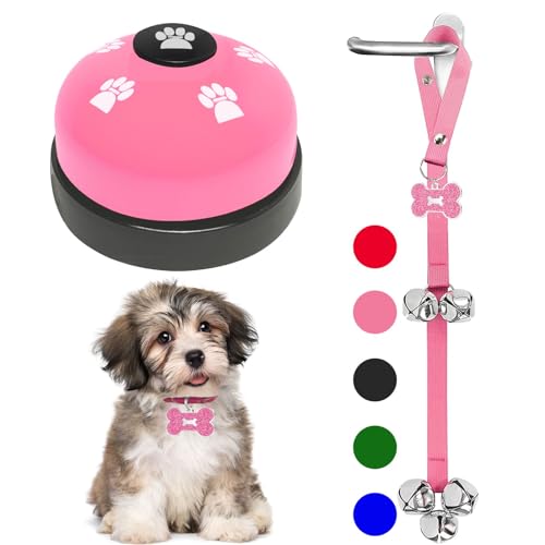 KEXIAVA 2 Pcs Dog Door Bells Dog Doorbell to go Outside Puppy Train Bell for Dogs to Ring to go Potty Puppy Toilet Training Bell for Door Knob Girl Puppy Essentials Accessories (Pink new)