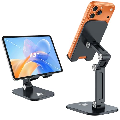 OCYCLONE Phone Stand for Desk, Foldable Cell Phone Stand Holder, Black