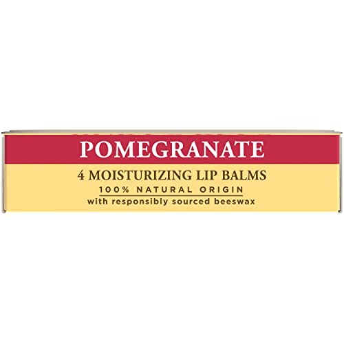 Burt's Bees Lip Balm - Pomegranate, Lip Moisturizer With Responsibly Sourced Beeswax, Tint-Free, Natural Origin Conditioning Treatment, 4 Tubes, 0.15 oz.