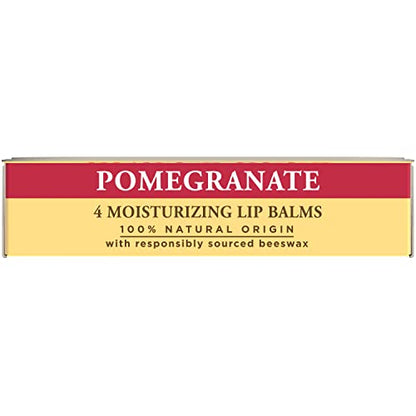 Burt's Bees Lip Balm - Pomegranate, Lip Moisturizer With Responsibly Sourced Beeswax, Tint-Free, Natural Origin Conditioning Treatment, 4 Tubes, 0.15 oz.