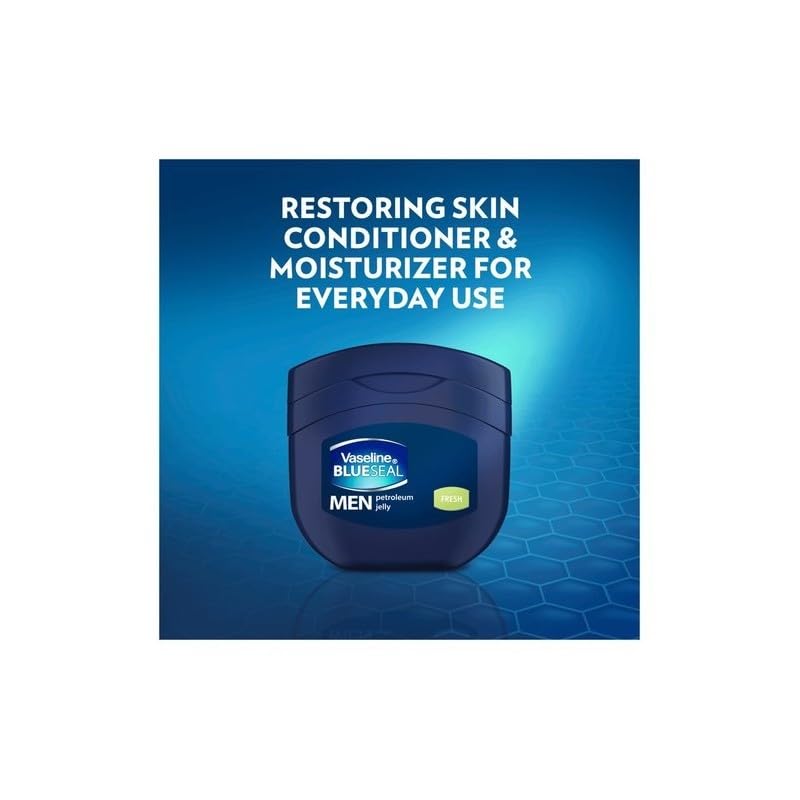 Vaseline Men's Fresh Blue Seal Petroleum Jelly, 250ml - Paraben-Free Dry Skin Whole Body Moisturizer