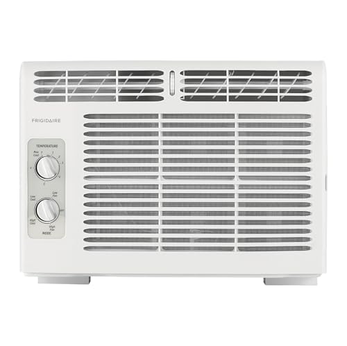 Frigidaire 5,000 BTU Window-Mounted Air Conditioner, Cools Up to 150 Sq. Ft., Quiet Operation, Effortless Temperature Control, 2 Fan Speeds, Auto Restart, White