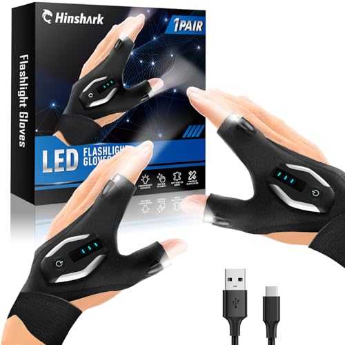 Fathers Day Gift for Husband Dad, Gifts for Men LED Flashlight Gloves, Fathers Day Gift from Daughter Wife Son, Anniversary Birthday Gifts for Men Him Boyfriend, Camping Essentials Cool Gadgets Tools