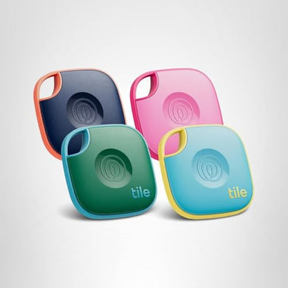 Tile by Life360 Mate - Bluetooth Tracker, Keys Finder and Item Locator for Keys, Bags and More. Phone Finder. Both iOS and Android Compatible. 4-Pack (Colors)