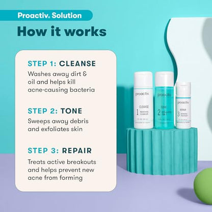 Proactiv Solution Acne Treatment Kit, Original 3-Step Face Routine, 30-Day | Treats and helps prevent acne with a complete 30-day 3-step routine.